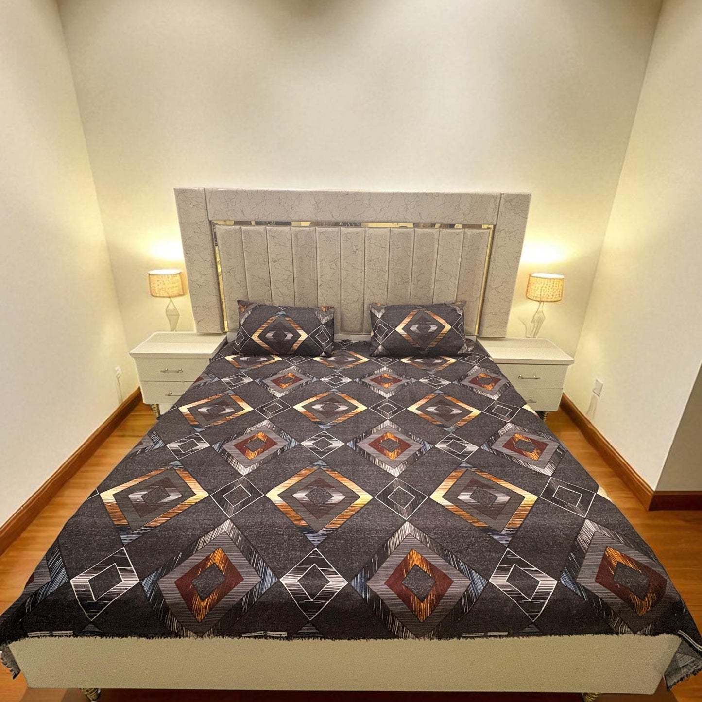 Bloomveil 3 Pcs King Size Bed Sheet - Bronze Onyx