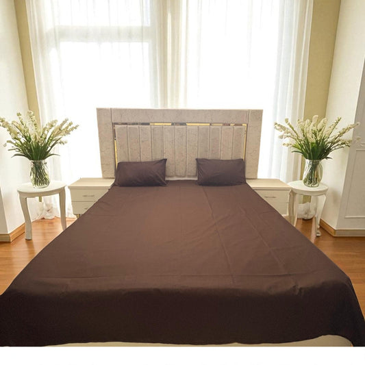 Loompure Cotton 3 Pcs Bed Sheet King Size - Brown