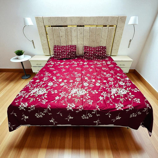 Premium Cotton 4 Pcs Bed Sheets King Size - Rosewood Chant