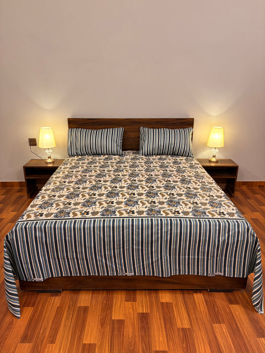 Premium Cotton Bed Sheet Stripe Monet