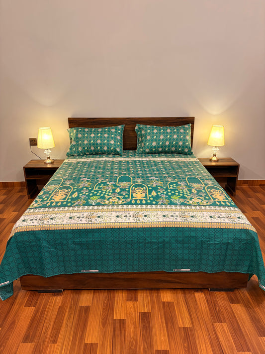Premium Cotton Bed Sheet Plain Green