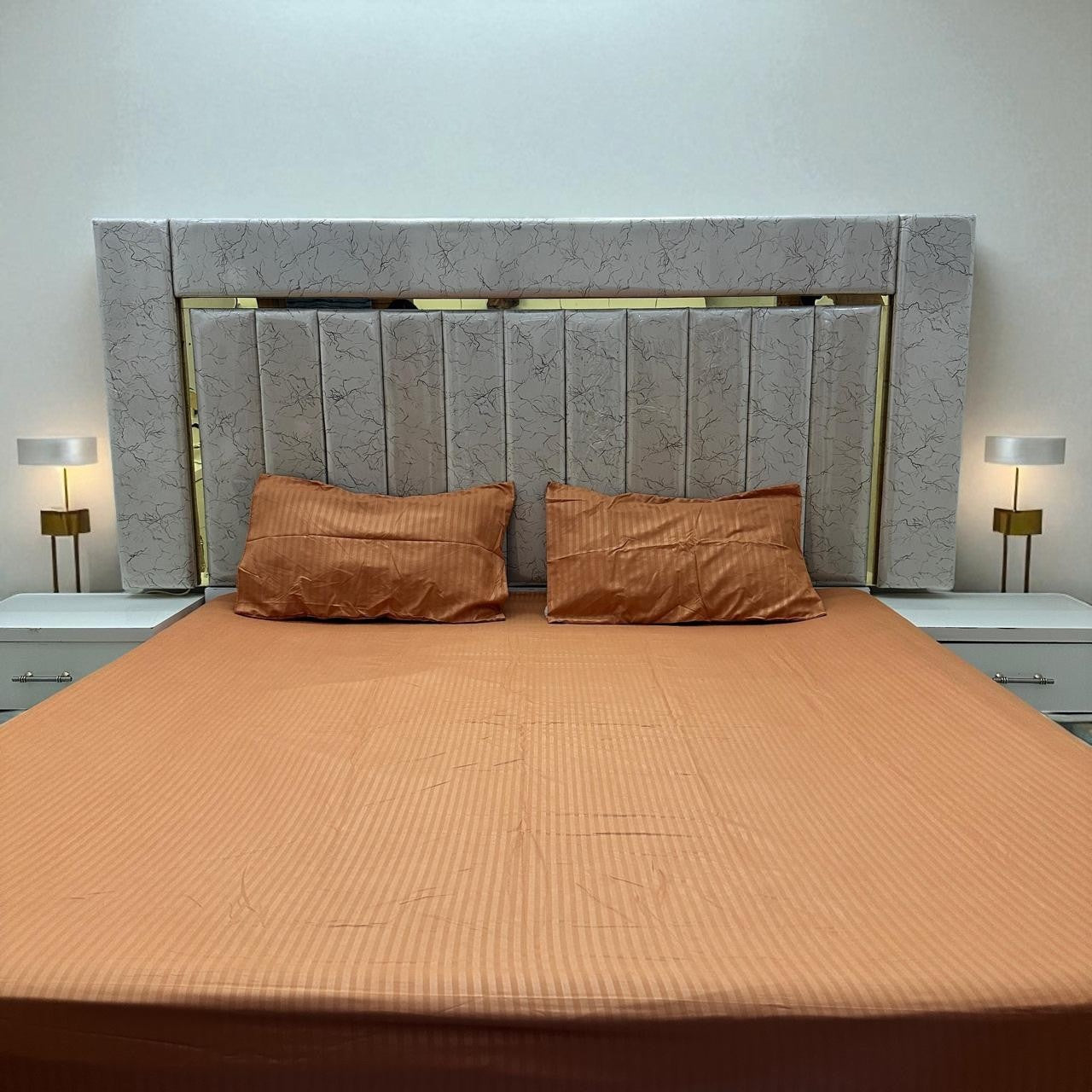 Elegant Fitted Bed Sheet King Size - Saffron Rust