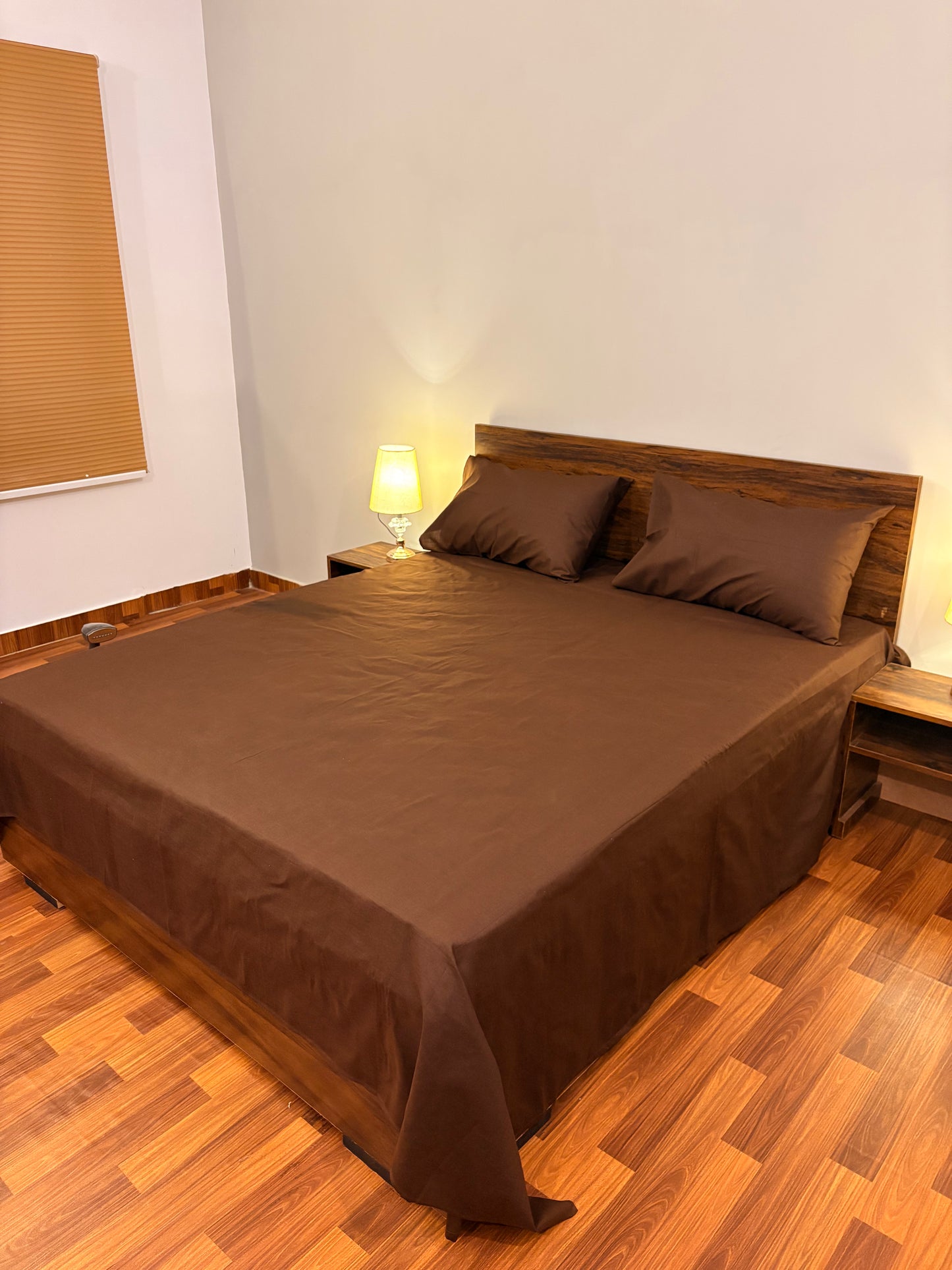 Loompure Cotton Bed Sheet Plain Brown