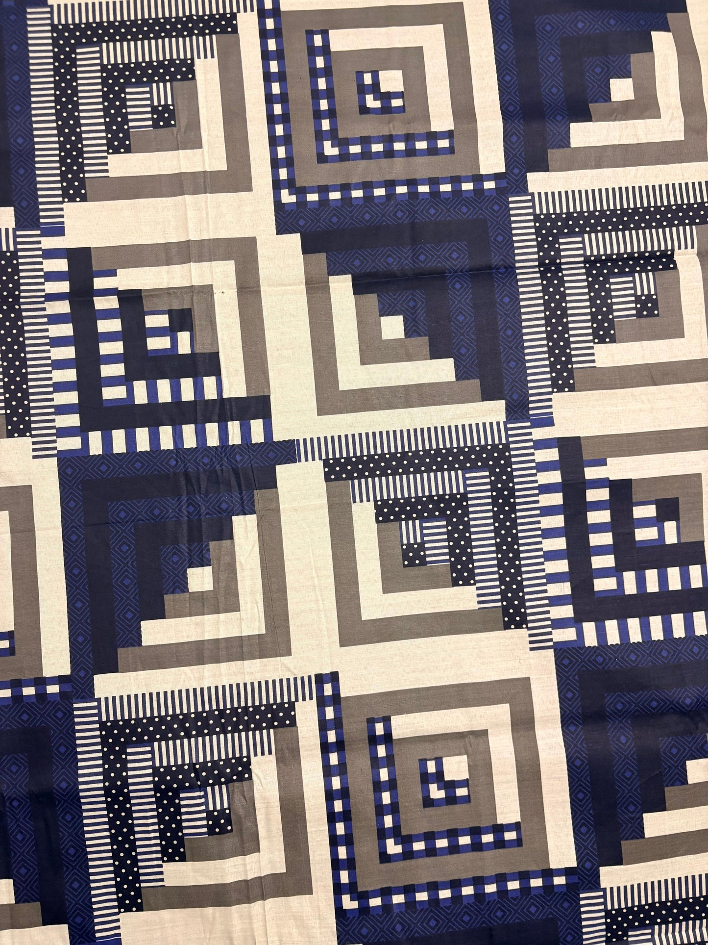 Premium Cotton 3 Pcs Bed Sheets King Size - Blue Grid