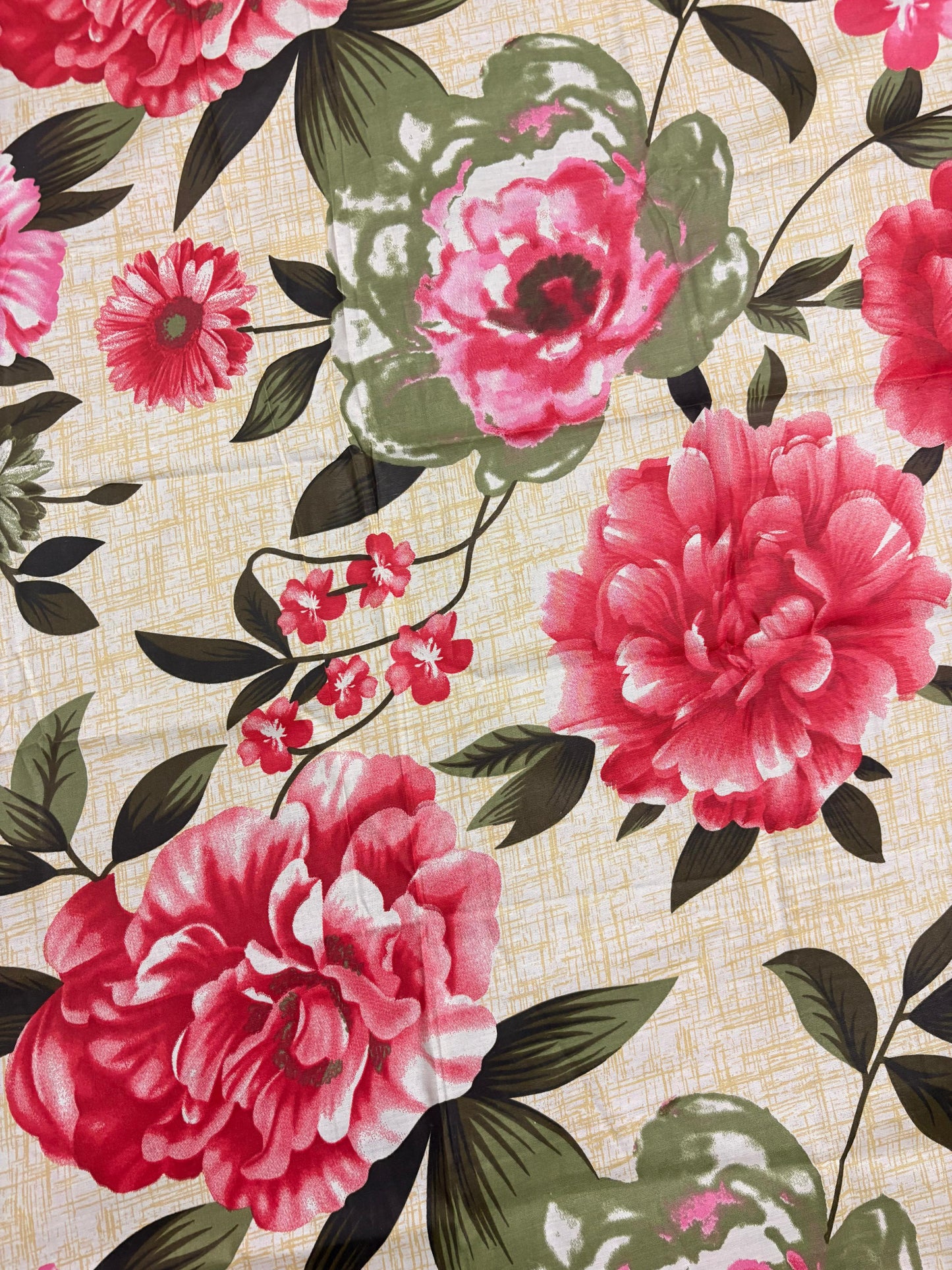 Premium Cotton 3 Pcs Bed Sheets King Size - Beige Rose