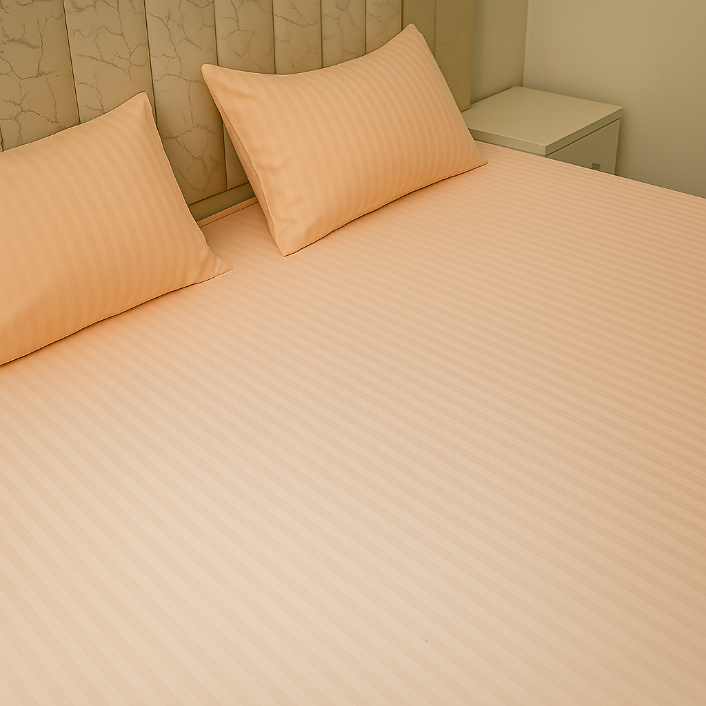 Elegant Fitted Bed Sheet King Size - Peach