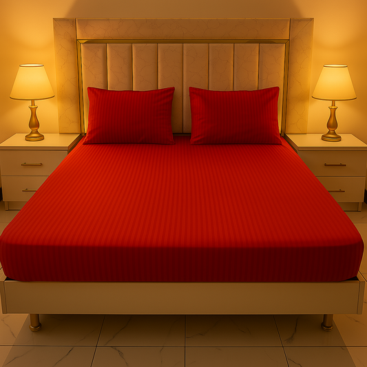 Elegant Fitted Bed Sheet King Size - Crimson Red