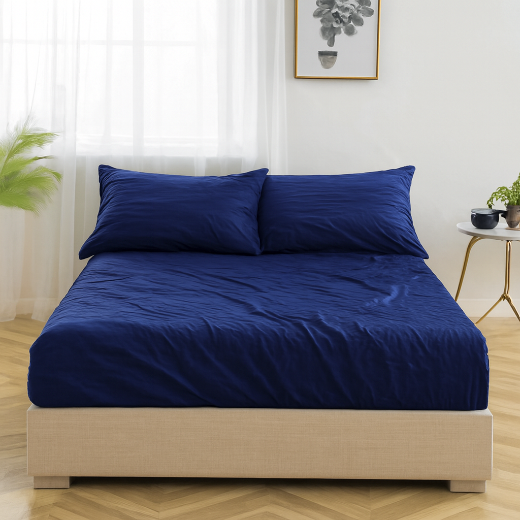 Elegant Fitted Bed Sheet King Size - Blue Nest