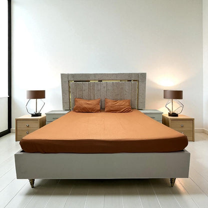 Elegant Fitted Bed Sheet King Size - Saffron Rust