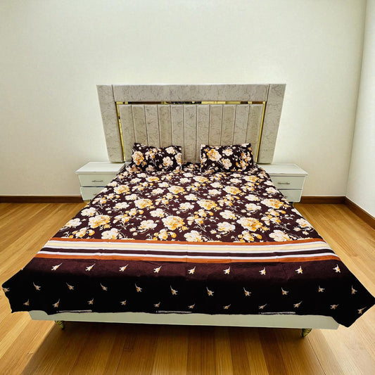Bloomveil  3 Pcs King Size  Bed Sheet - Bronze Bloom