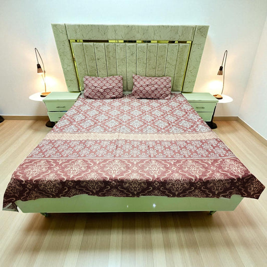 Premium Cotton 4 Pcs Bed Sheets King Size - Crimson Bloom