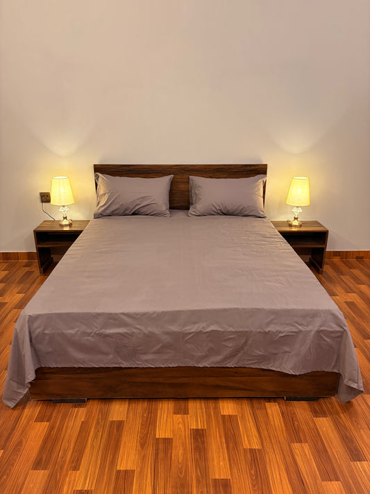 Loompure Cotton Bed Sheet Plain Gray