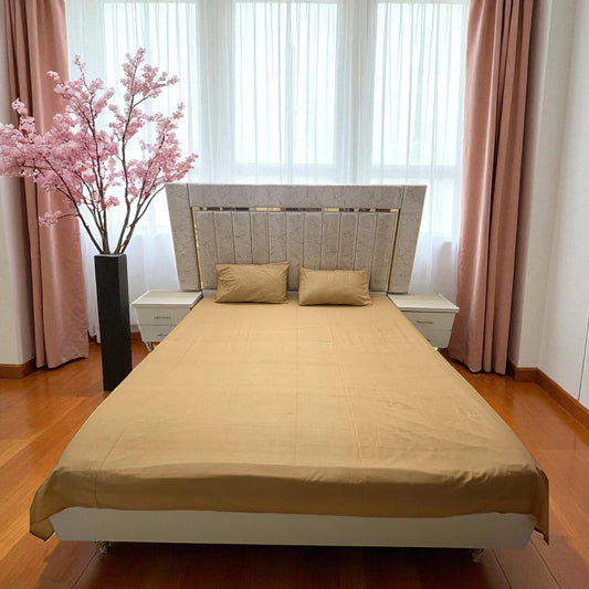 Loompure Cotton 3 Pcs Bed Sheet King Size - Peach