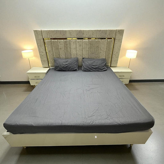 Elegant Fitted Bed Sheet King Size - Silver Drift