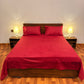 Loompure Cotton Bed Sheet Plain Cherry