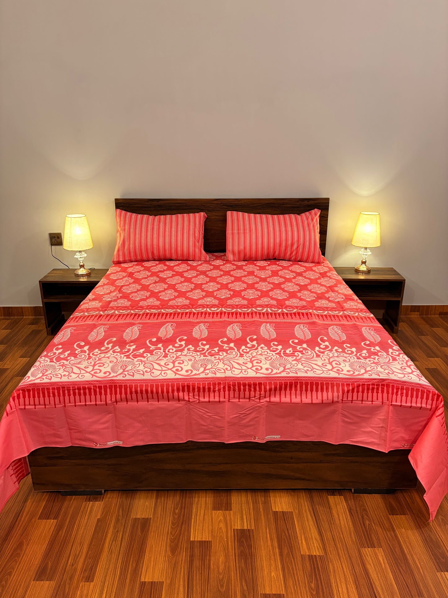 Premium Cotton Bed Sheet Mist Cherry