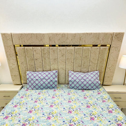 Premium Cotton 4 Pcs Bed Sheets King Size - Sunrise Flora