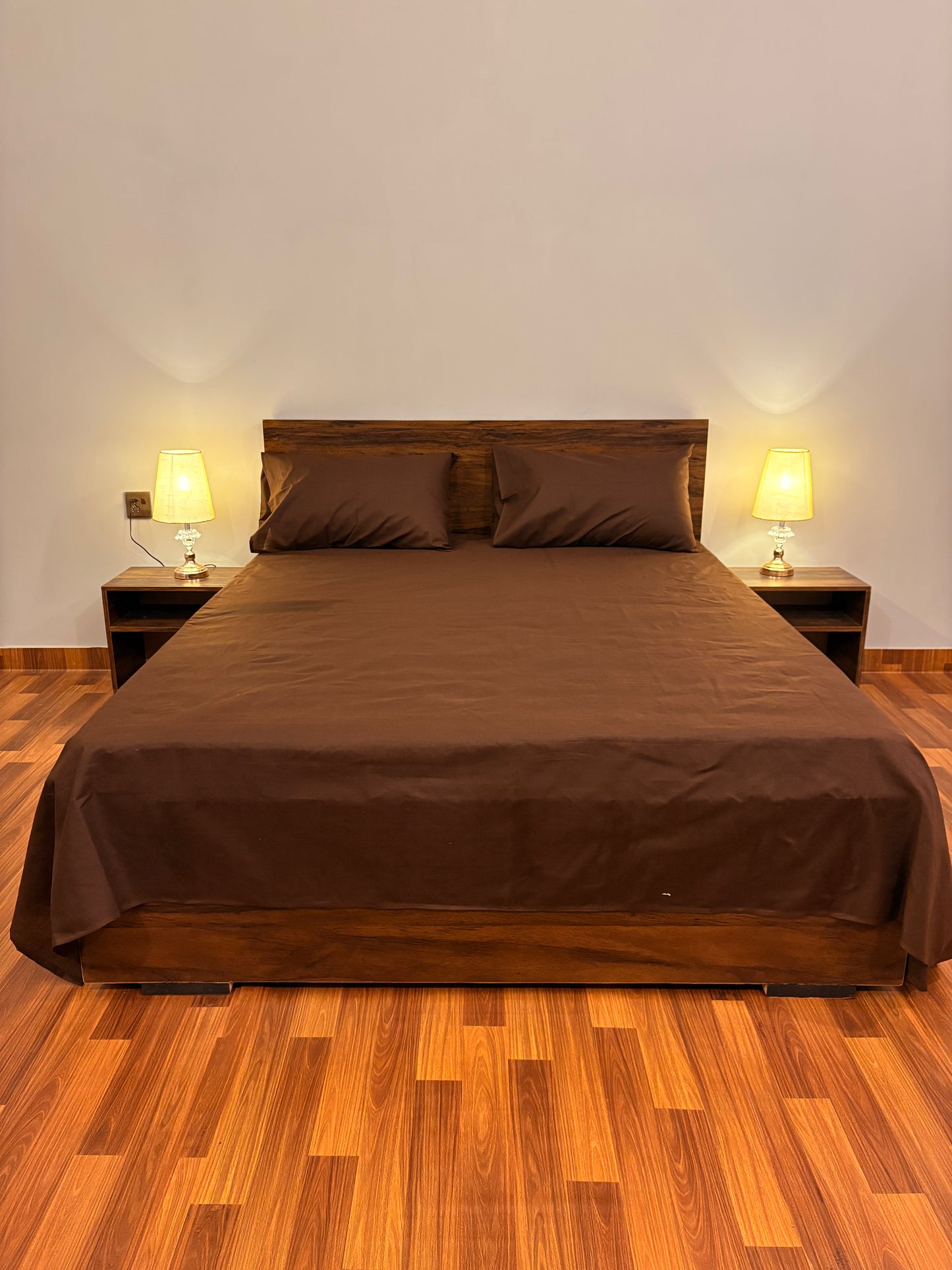 Loompure Cotton Bed Sheet Plain Brown