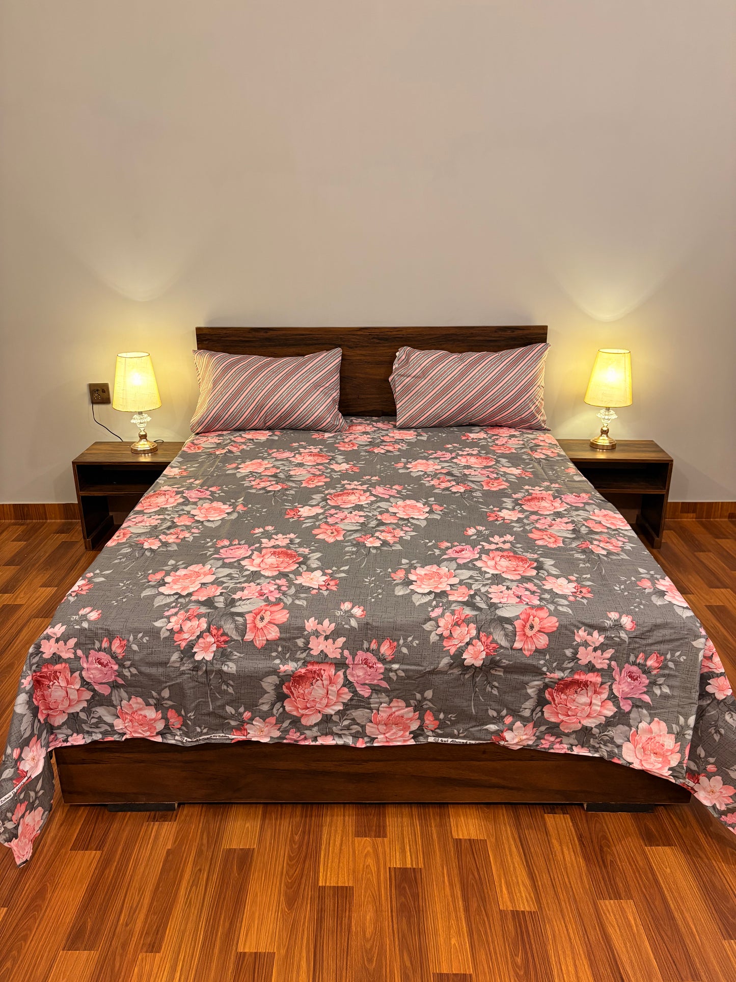 Premium Cotton Bed Sheet Garden Pink