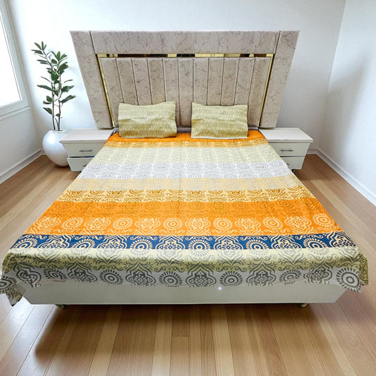 Premium Cotton 4 Pcs Bed Sheets King Size - Sunset Orange