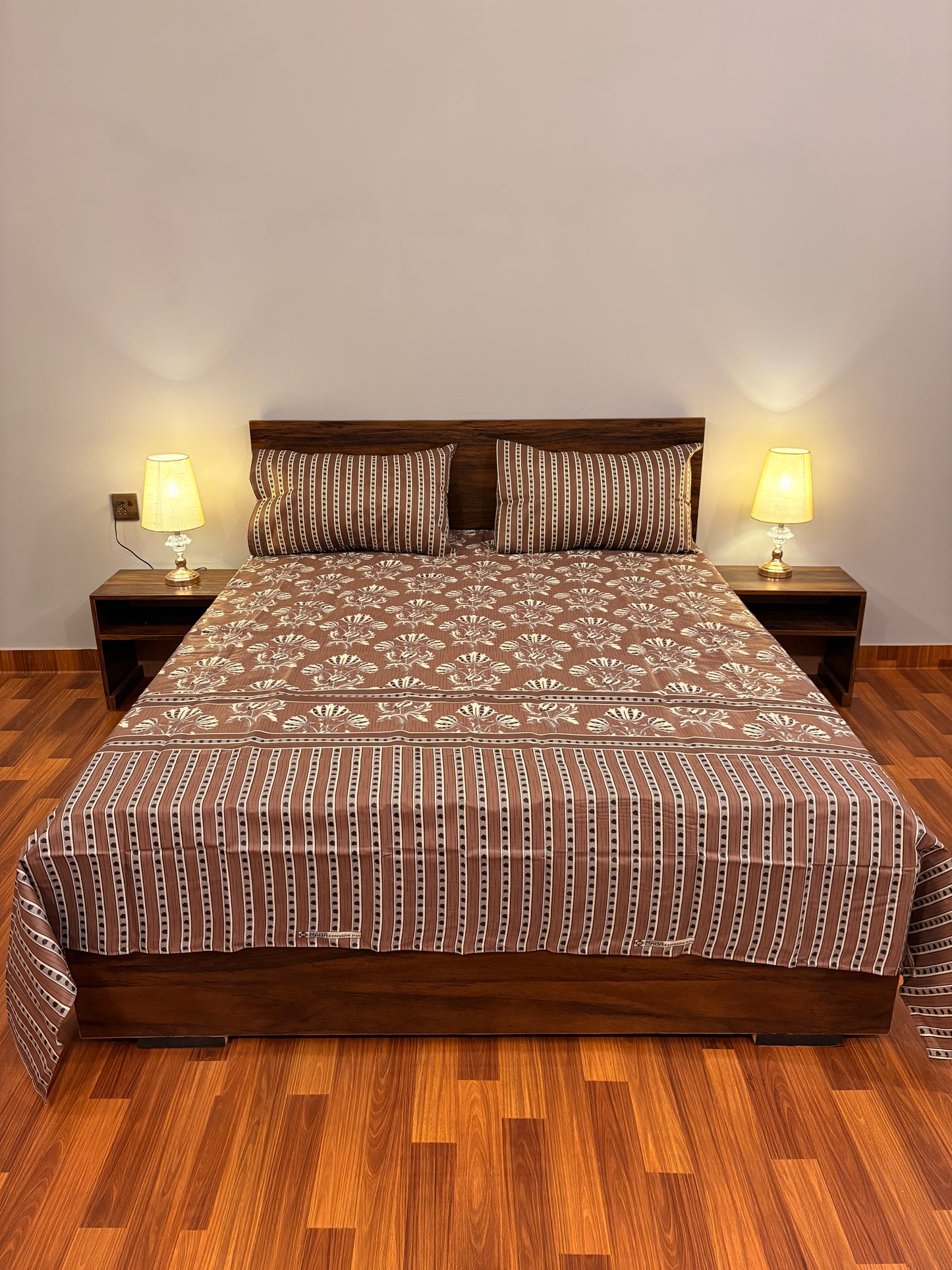 Premium Cotton Bed Sheet Bloom Brown