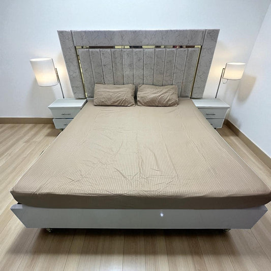 Elegant Fitted Bed Sheet King Size - Beige