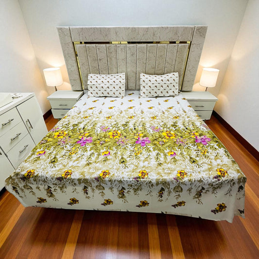 Premium Cotton 4 Pcs Bed Sheets King Size - Orchid Serenade