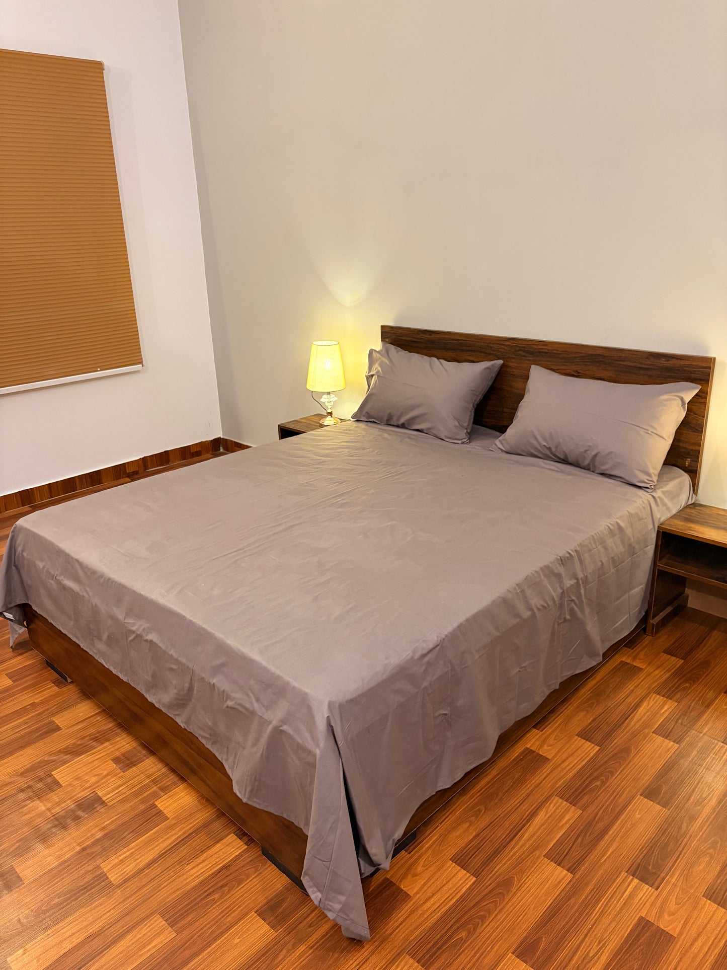 Loompure Cotton Bed Sheet Plain Gray