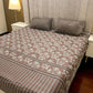 Premium Cotton 3 Pcs Bed Sheets King Size - Brown Bloom