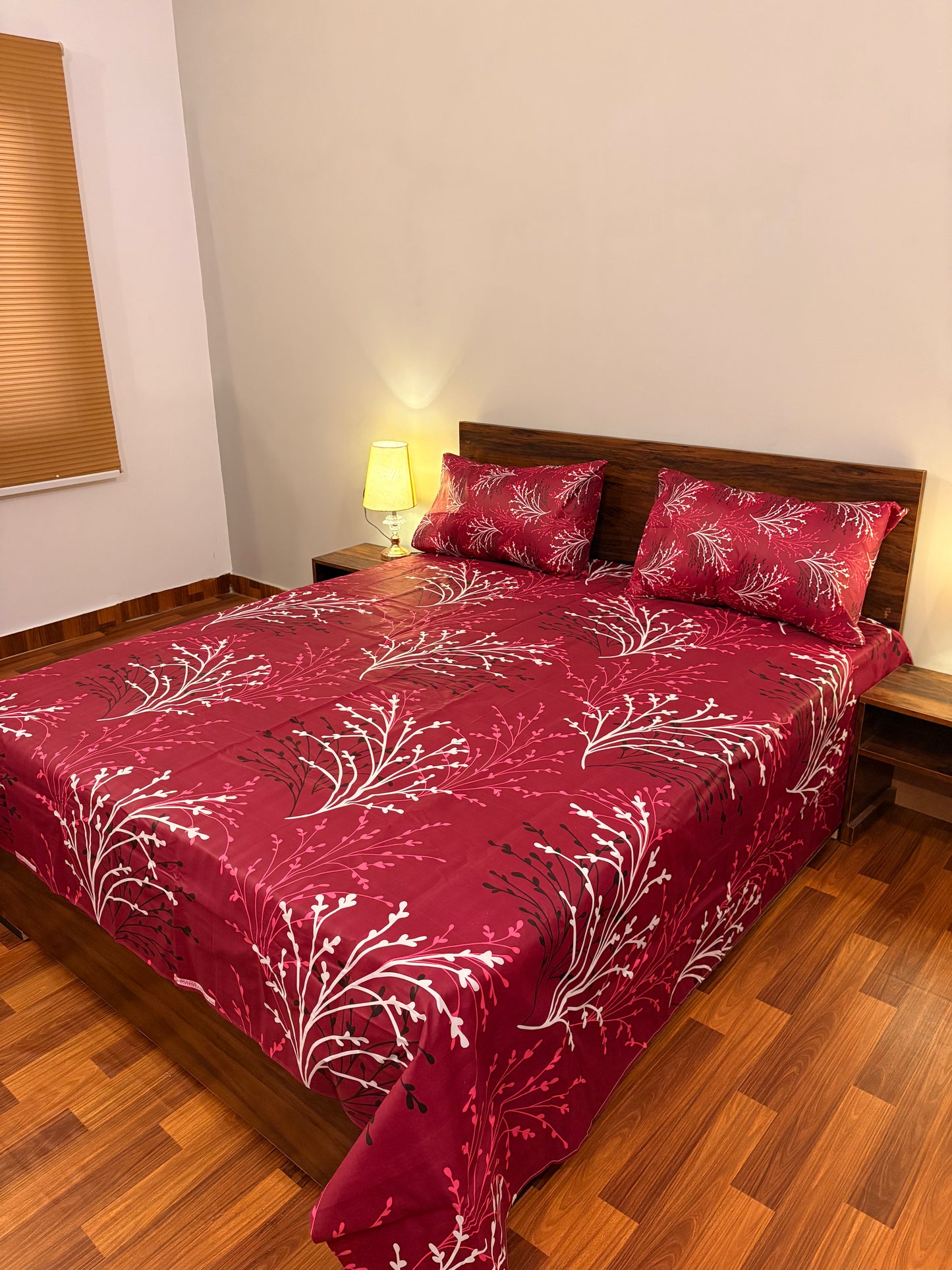 Premium Cotton Bed Sheet Petal Maroon