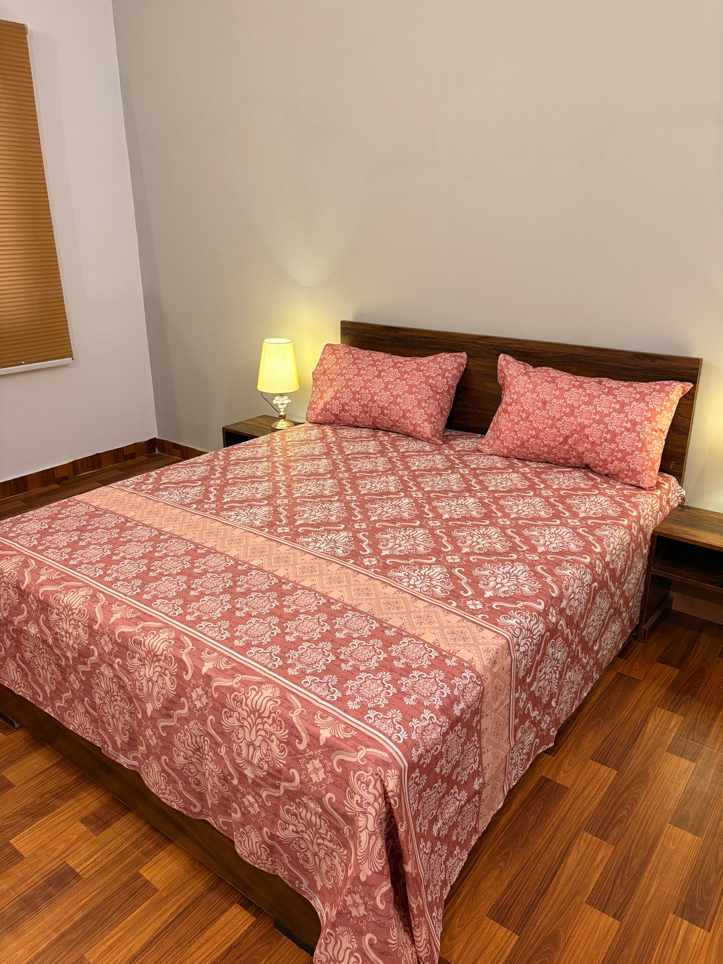 Premium Cotton Bed Sheet Bloom Crimson
