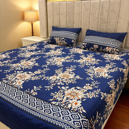 Bloomveil  3 Pcs King Size  Bed Sheet - Night Petal