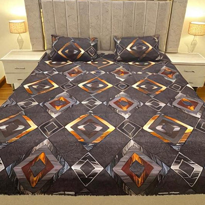 Bloomveil  3 Pcs King Size  Bed Sheet - Bronze Onyx