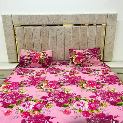 Bloomveil  3 Pcs King Size  Bed Sheet - Rose Pink