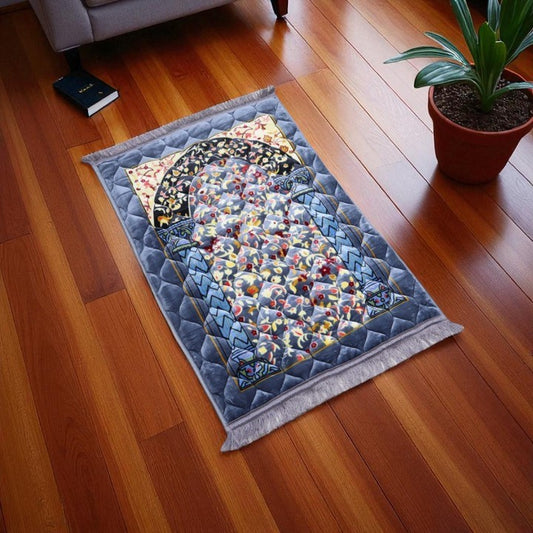 Noor-e-Sukoon Prayer Mat - Rich Gray