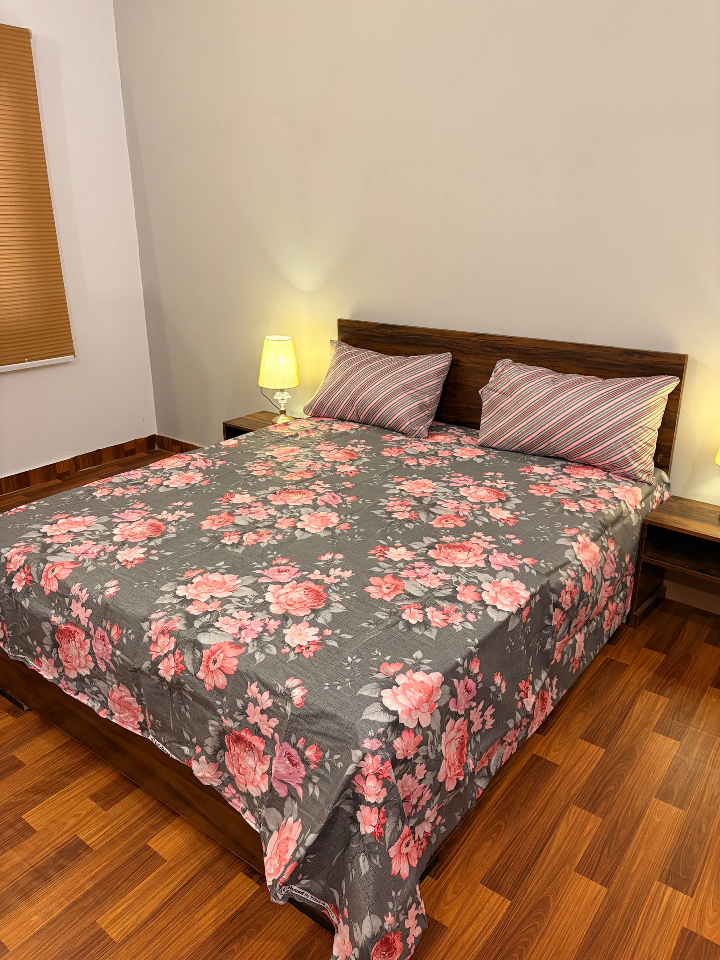 Premium Cotton Bed Sheet Garden Pink