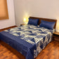 Premium Cotton Bed Sheet Grid Blue