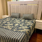 Premium Cotton 3 Pcs Bed Sheets King Size - Navy Bloom