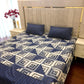 Premium Cotton 3 Pcs Bed Sheets King Size - Blue Grid