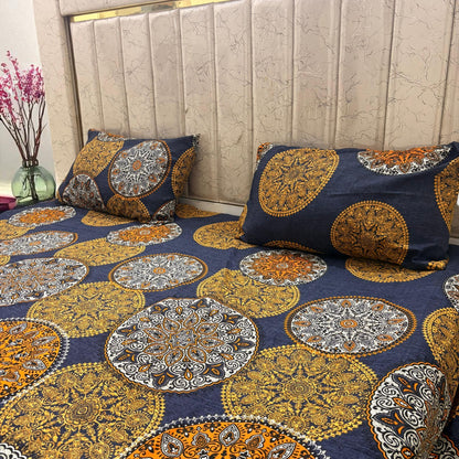 Bloomveil  3 Pcs King Size  Bed Sheet - Sunfire Gold