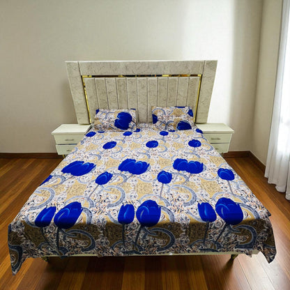 Bloomveil  3 Pcs King Size  Bed Sheet - Ivory Scroll