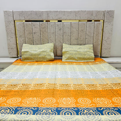 Premium Cotton 4 Pcs Bed Sheets King Size - Sunset Orange