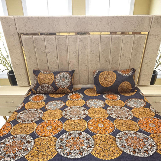 Bloomveil  3 Pcs King Size  Bed Sheet - Sunfire Gold