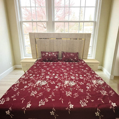 Bloomveil  3 Pcs King Size  Bed Sheet - Ash Petal