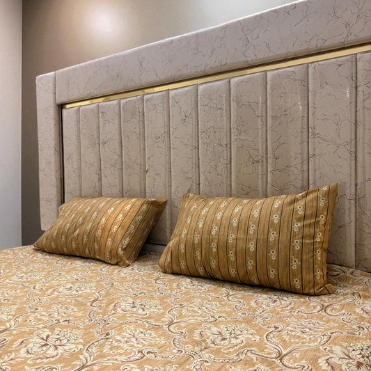 Premium Cotton 3 Pcs Bed Sheets King Size - Cream Petal