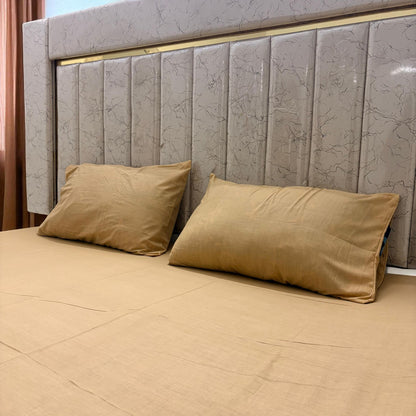 Loompure Cotton 3 Pcs Bed Sheet King Size - Peach