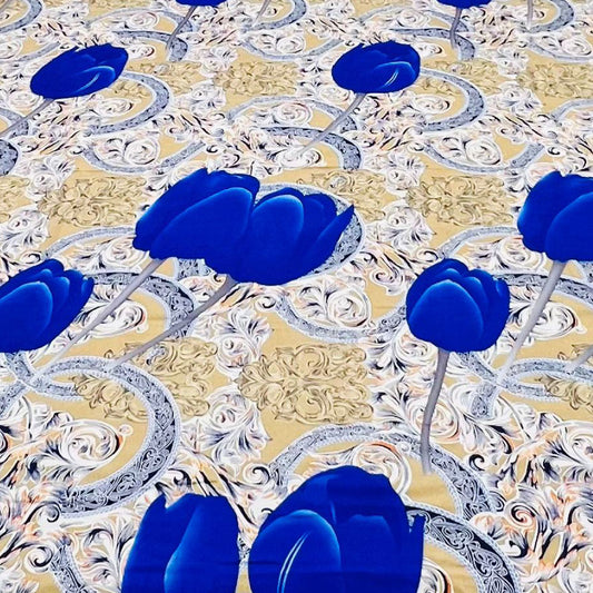 Bloomveil  3 Pcs King Size  Bed Sheet - Ivory Scroll