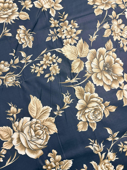 Premium Cotton 3 Pcs Bed Sheets King Size - Navy Bloom