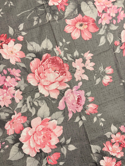 Premium Cotton 3 Pcs Bed Sheets King Size - Pink Garden