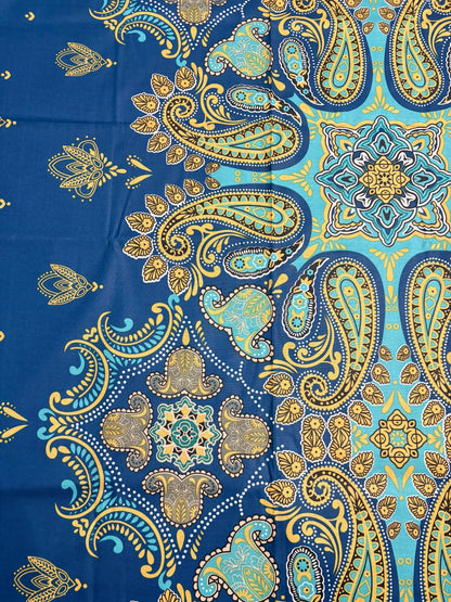 Premium Cotton 3 Pcs Bed Sheets King Size - Gold Indigo